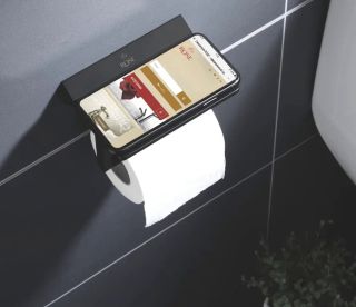 Держатель для туалетной бумаги с полочкой Rose RG1605H чёрный